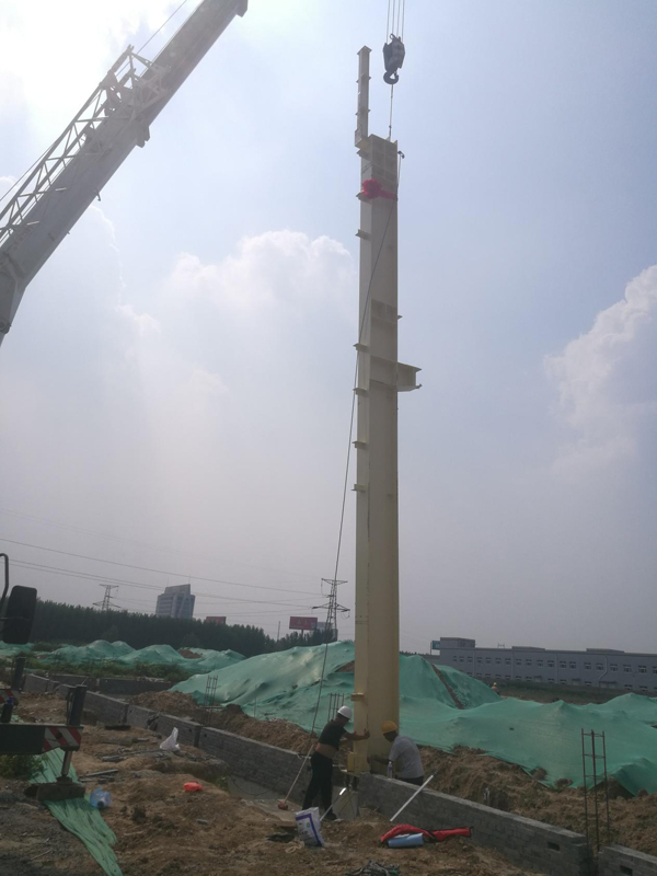 禹城新能源装备产业园EPC总承包项目钢柱吊装